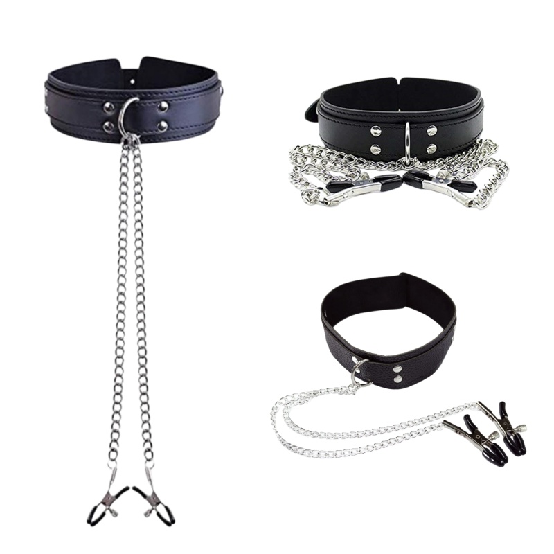 Leatherwork Clamp - طوق رقبة جلدي بنمط بانك مع