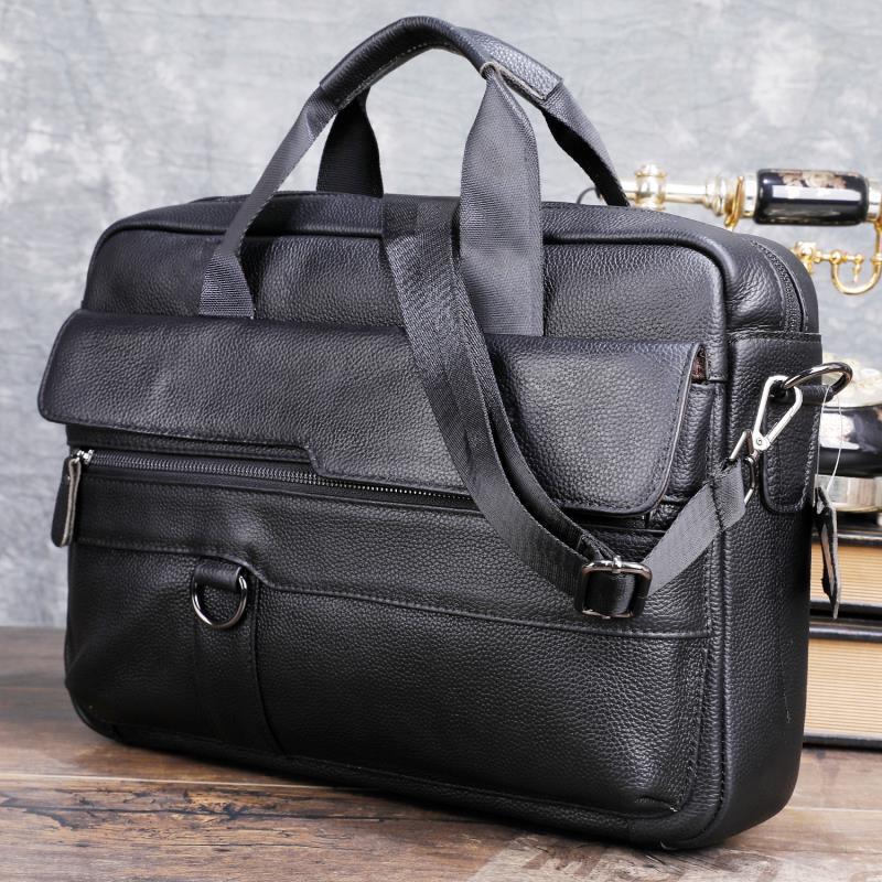 Leather Work Laptop Bag - الرجال كبيرة جلد طبيعي حقيبة يد