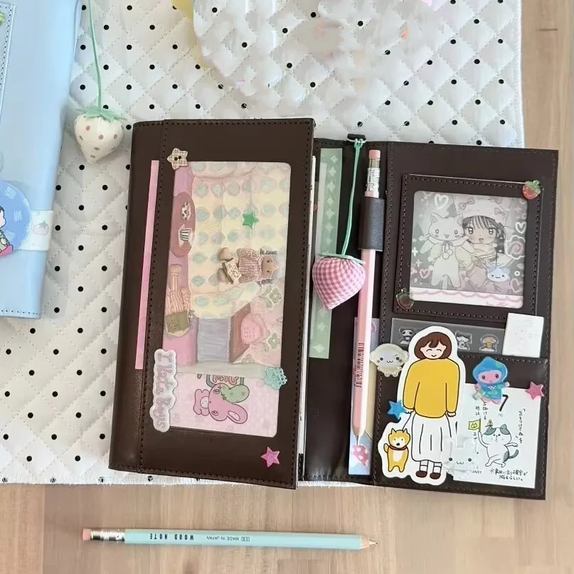 Leather Work Notebook - دفتر يوميات جلدي ثلاثي الطيات بتصميم
