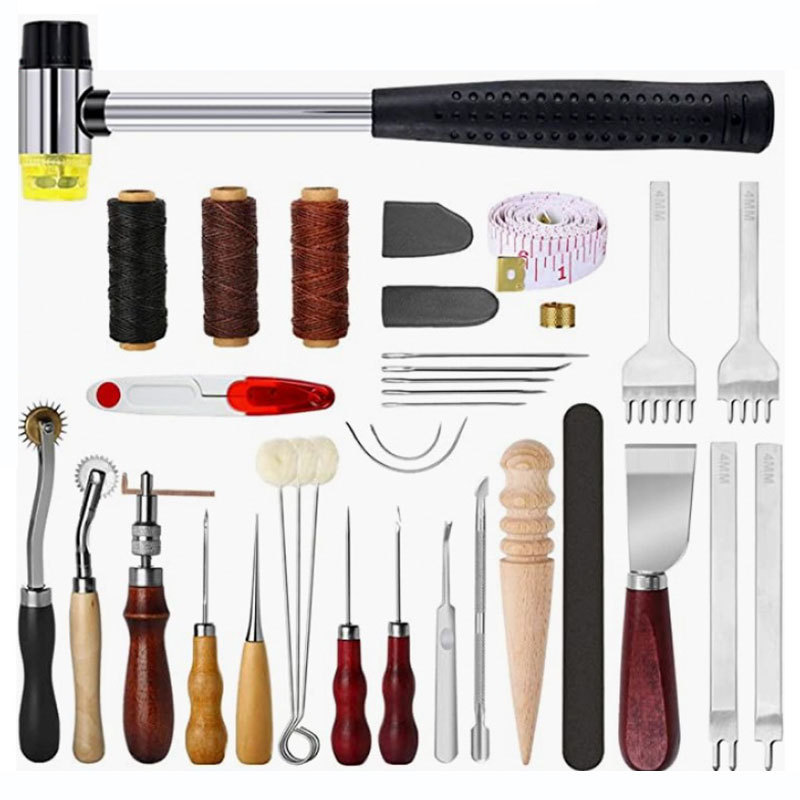 Groover Stitching Tool - مجموعة أدوات الحرف الجلدية الاحترافية، طقم