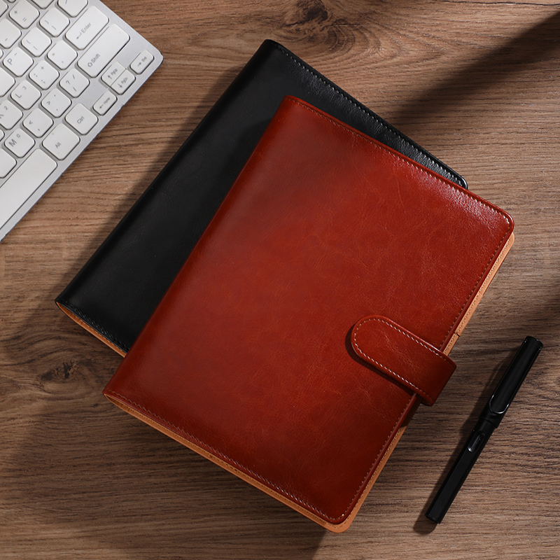Leather Work Notebook - دفتر ملاحظات جلدي للأعمال بأوراق قابلة