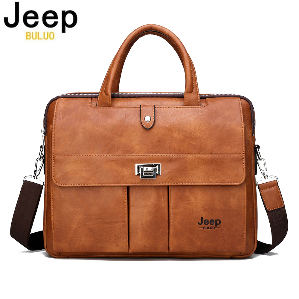 Leather Work Laptop Bag - حقيبة جلدية للرجال من جيب بولو،