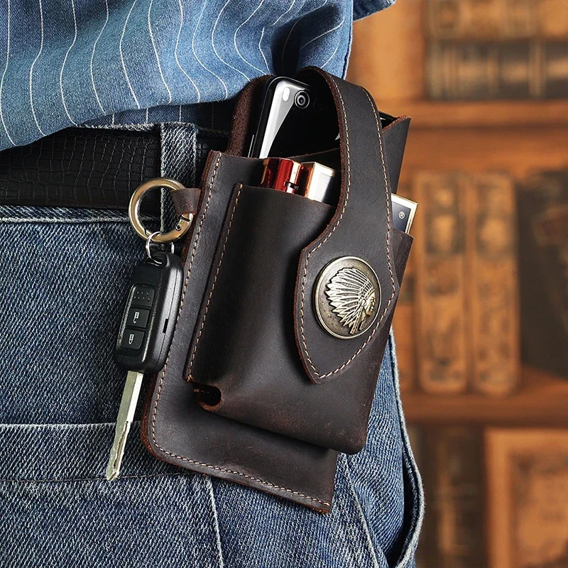 رجل جلد طبيعي الخصر حقيبة الها - مراجعة Leatherwork Fasteners وسعره