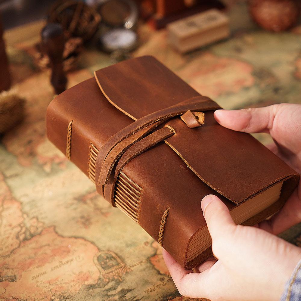 دفتر الجلود اليدوية براون مجلة - مراجعة Leather Work Notebook وسعره